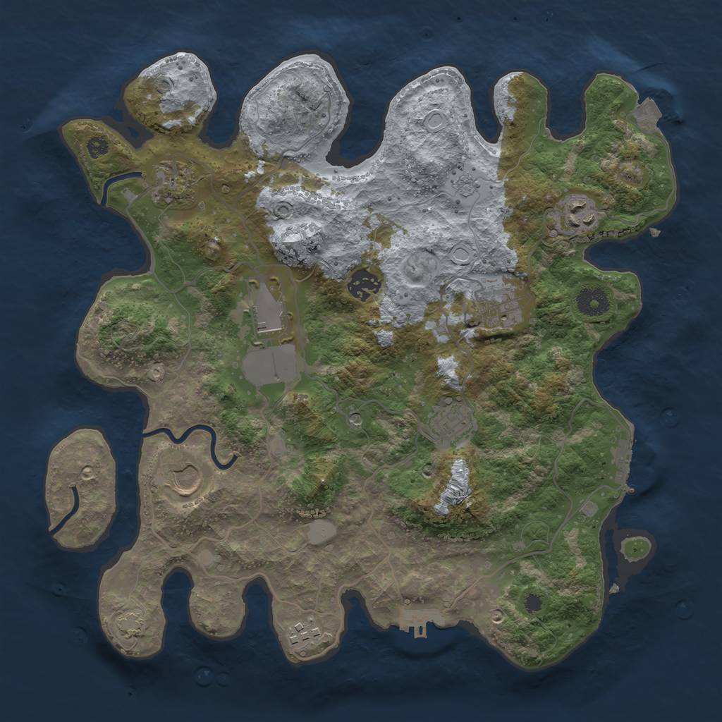Rust Map: Procedural Map, Size: 3500, Seed: 874505920, 16 Monuments