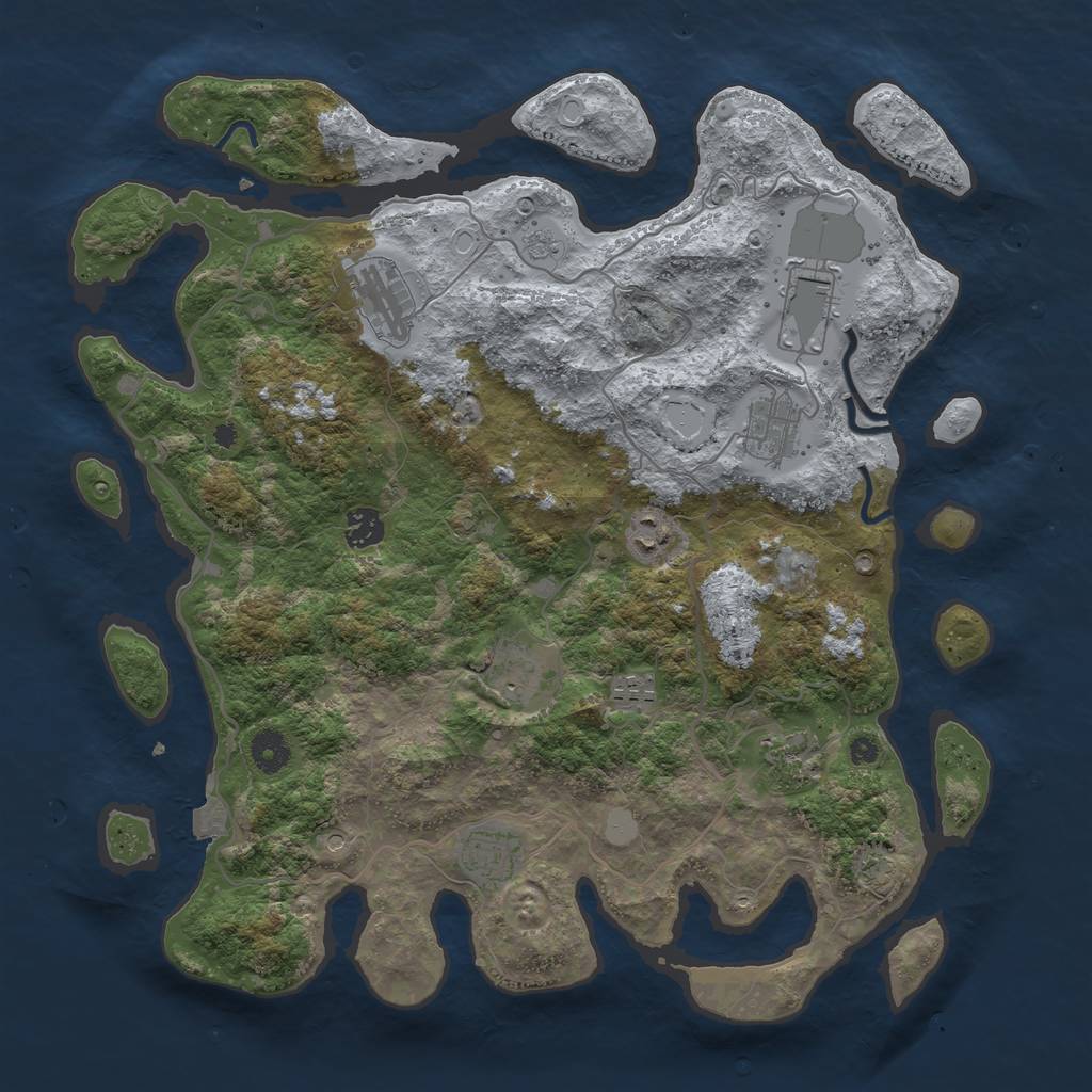 Rust Map: Procedural Map, Size: 4000, Seed: 256173726, 15 Monuments