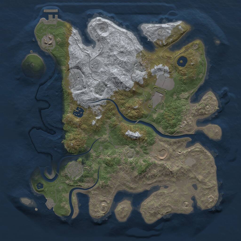 Rust Map: Procedural Map, Size: 3500, Seed: 1137183802, 12 Monuments