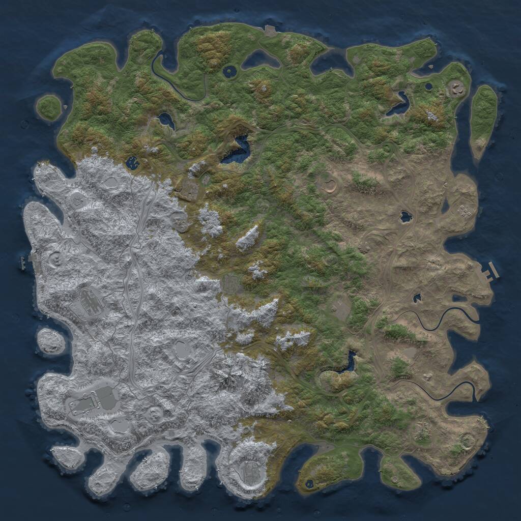Rust Map: Procedural Map, Size: 6000, Seed: 61790025, 17 Monuments