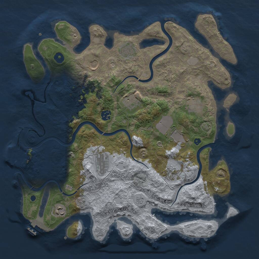 Rust Map: Procedural Map, Size: 3800, Seed: 46321834, 16 Monuments