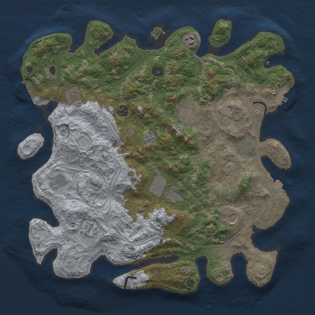 Rust Map: Procedural Map, Size: 4250, Seed: 28410557, 18 Monuments