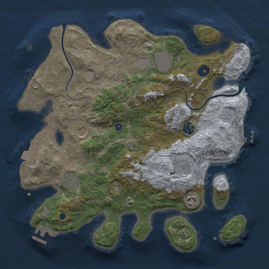 Rust Map: Procedural Map, Size: 3500, Seed: 1654560432, 12 Monuments