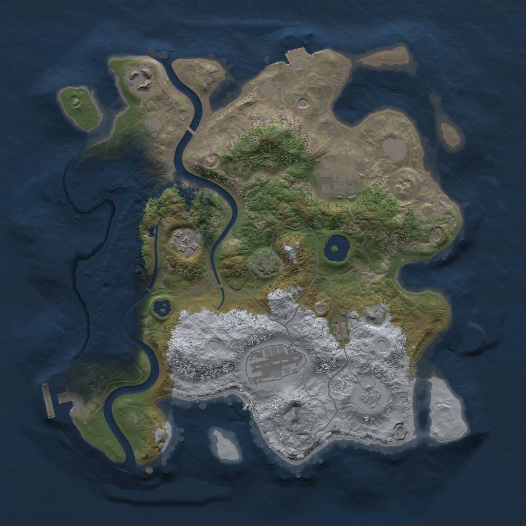 Rust Map: Procedural Map, Size: 3000, Seed: 772277249, 9 Monuments