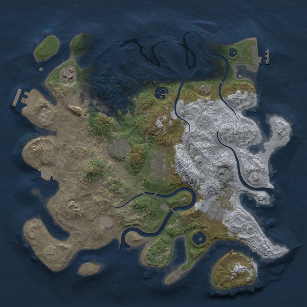 Rust Map: Procedural Map, Size: 3500, Seed: 1602848556, 13 Monuments
