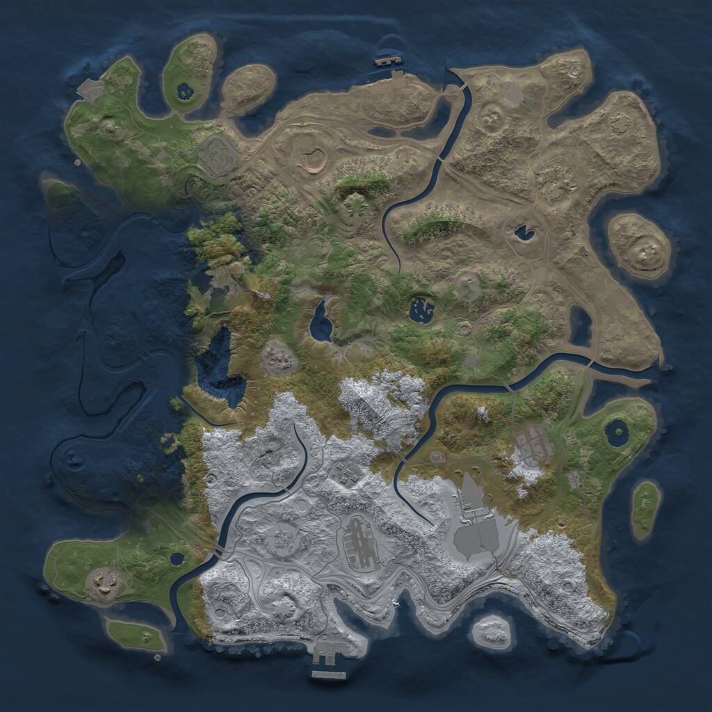 Rust Map: Procedural Map, Size: 4250, Seed: 1843789669, 16 Monuments