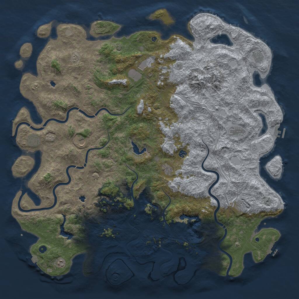 Rust Map: Procedural Map, Size: 6000, Seed: 93698668, 17 Monuments