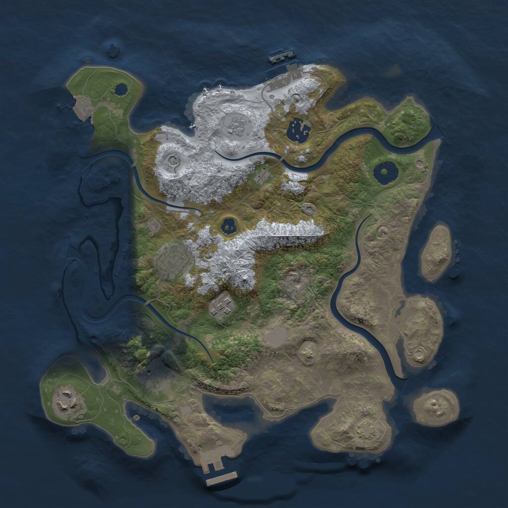 Rust Map: Procedural Map, Size: 3250, Seed: 326666475, 11 Monuments