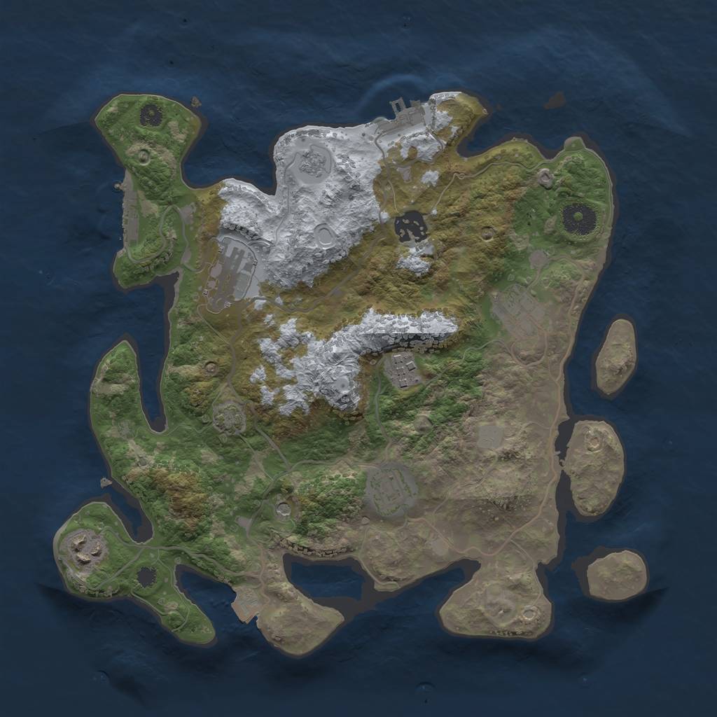 Rust Map: Procedural Map, Size: 3250, Seed: 326666475, 14 Monuments