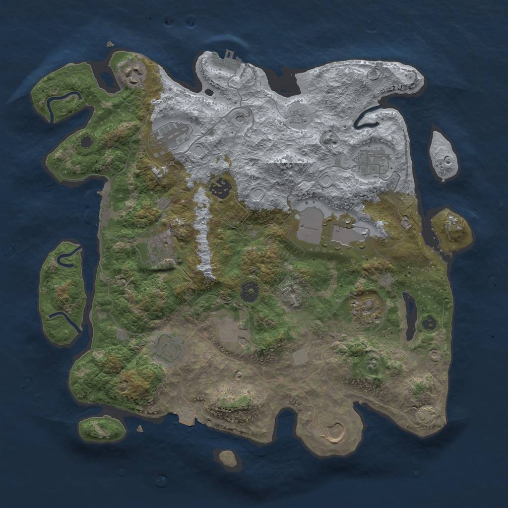 Rust Map: Procedural Map, Size: 3750, Seed: 441845, 18 Monuments