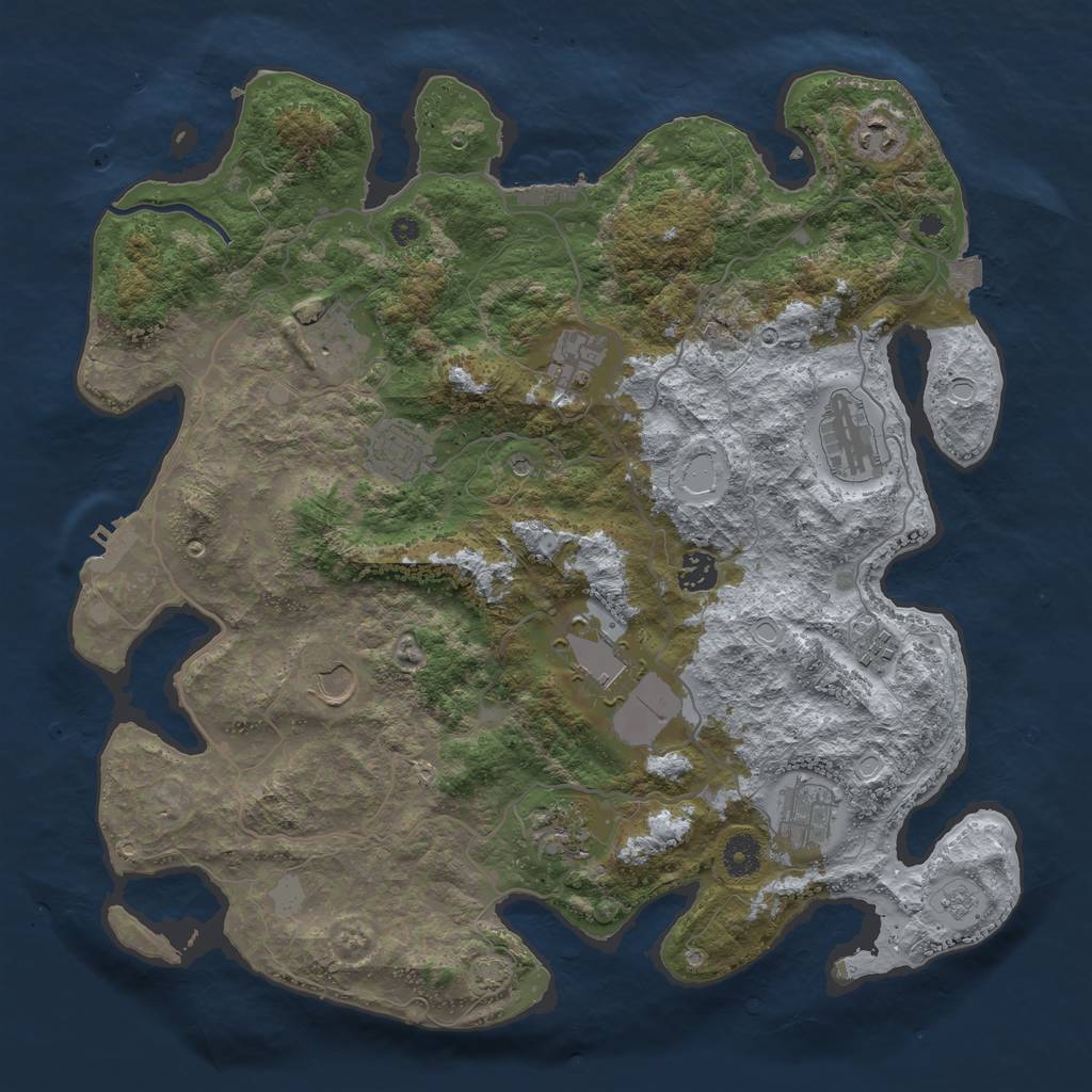 Rust Map: Procedural Map, Size: 4000, Seed: 1210112351, 19 Monuments