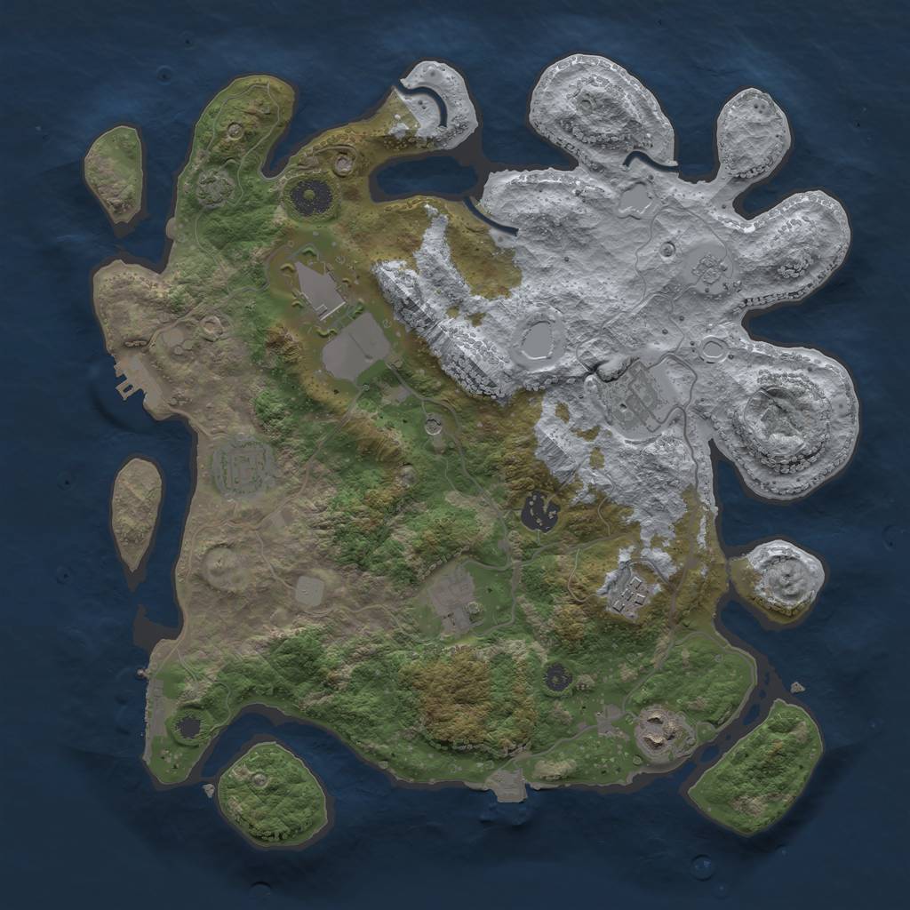 Rust Map: Procedural Map, Size: 3500, Seed: 371352905, 15 Monuments