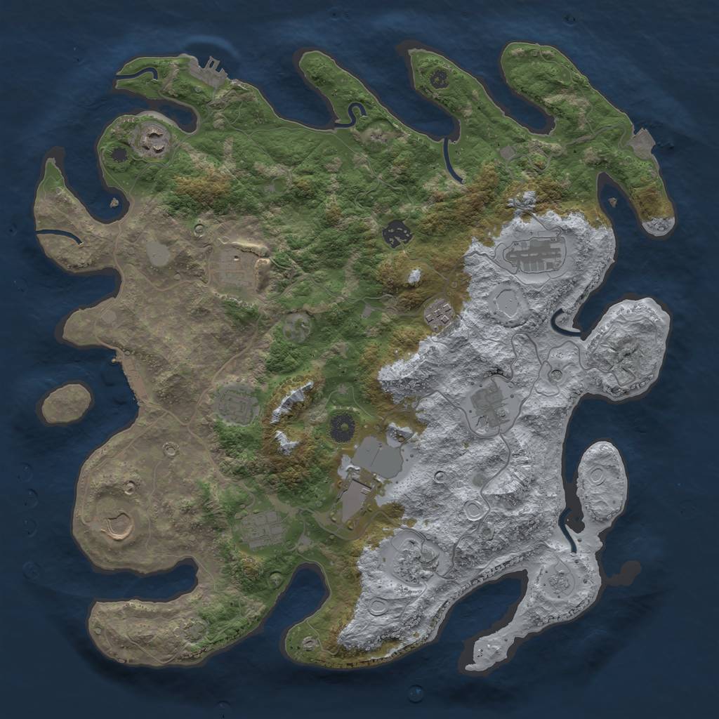 Rust Map: Procedural Map, Size: 3950, Seed: 82158822, 19 Monuments