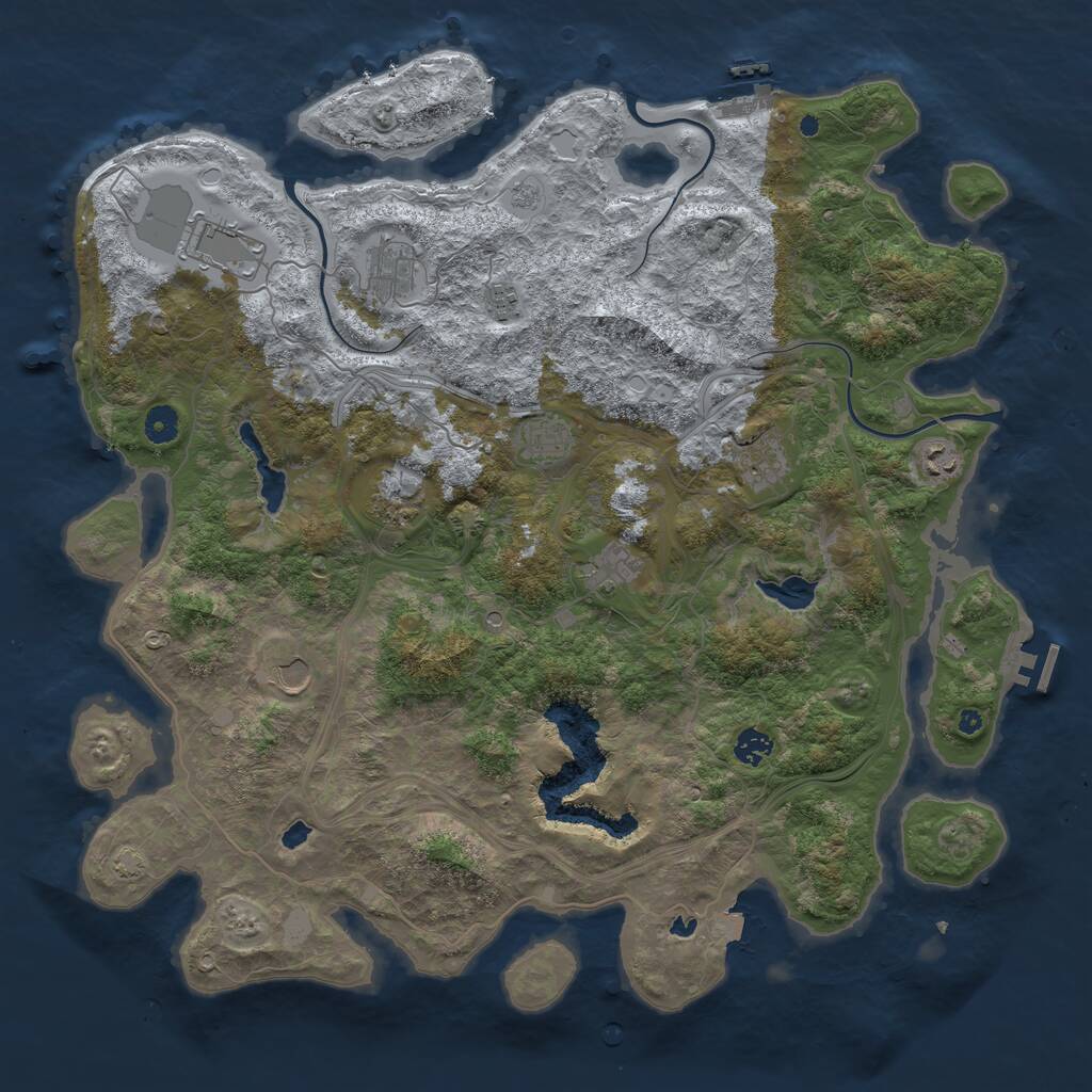 Rust Map: Procedural Map, Size: 4500, Seed: 21345, 16 Monuments