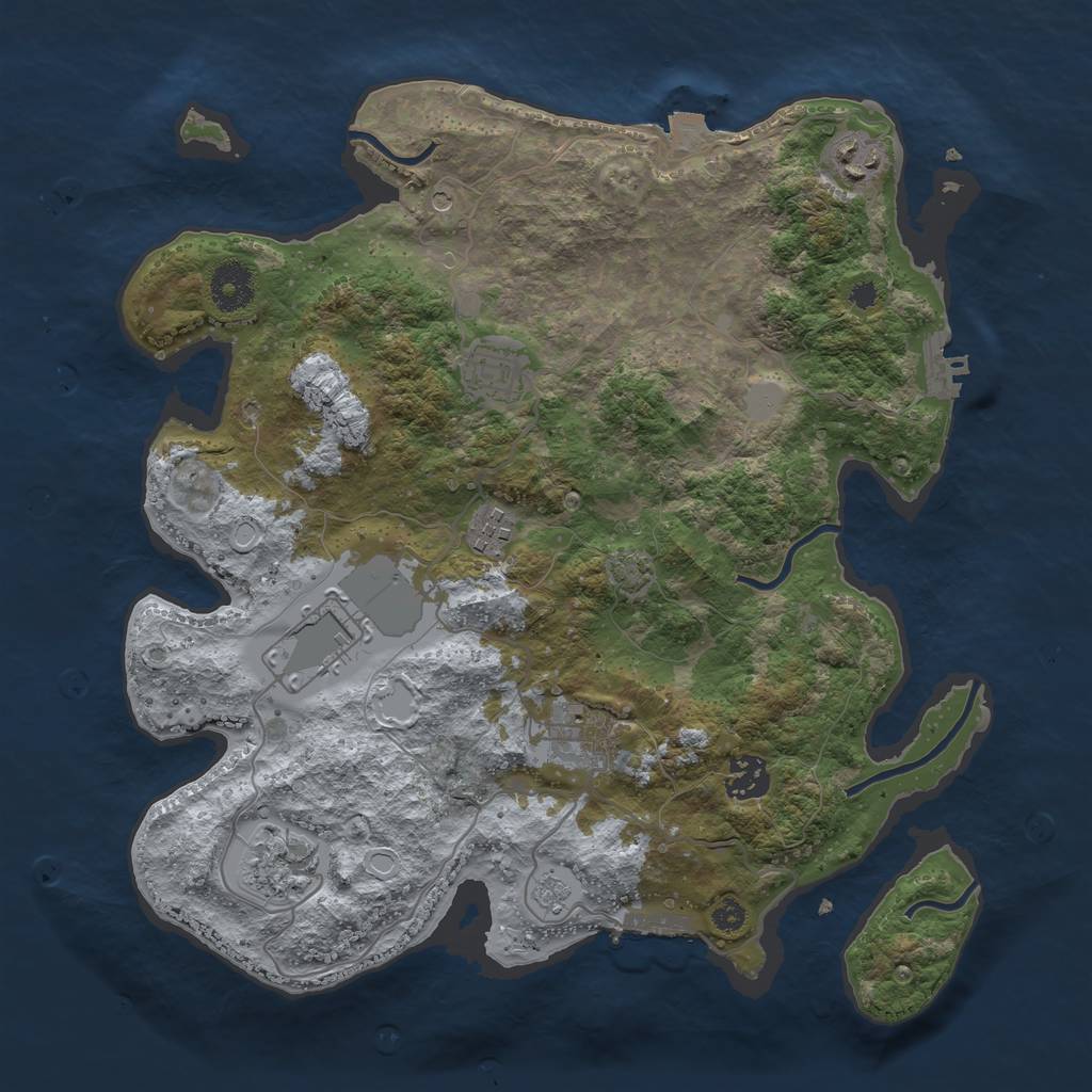 Rust Map: Procedural Map, Size: 3500, Seed: 25071987, 15 Monuments