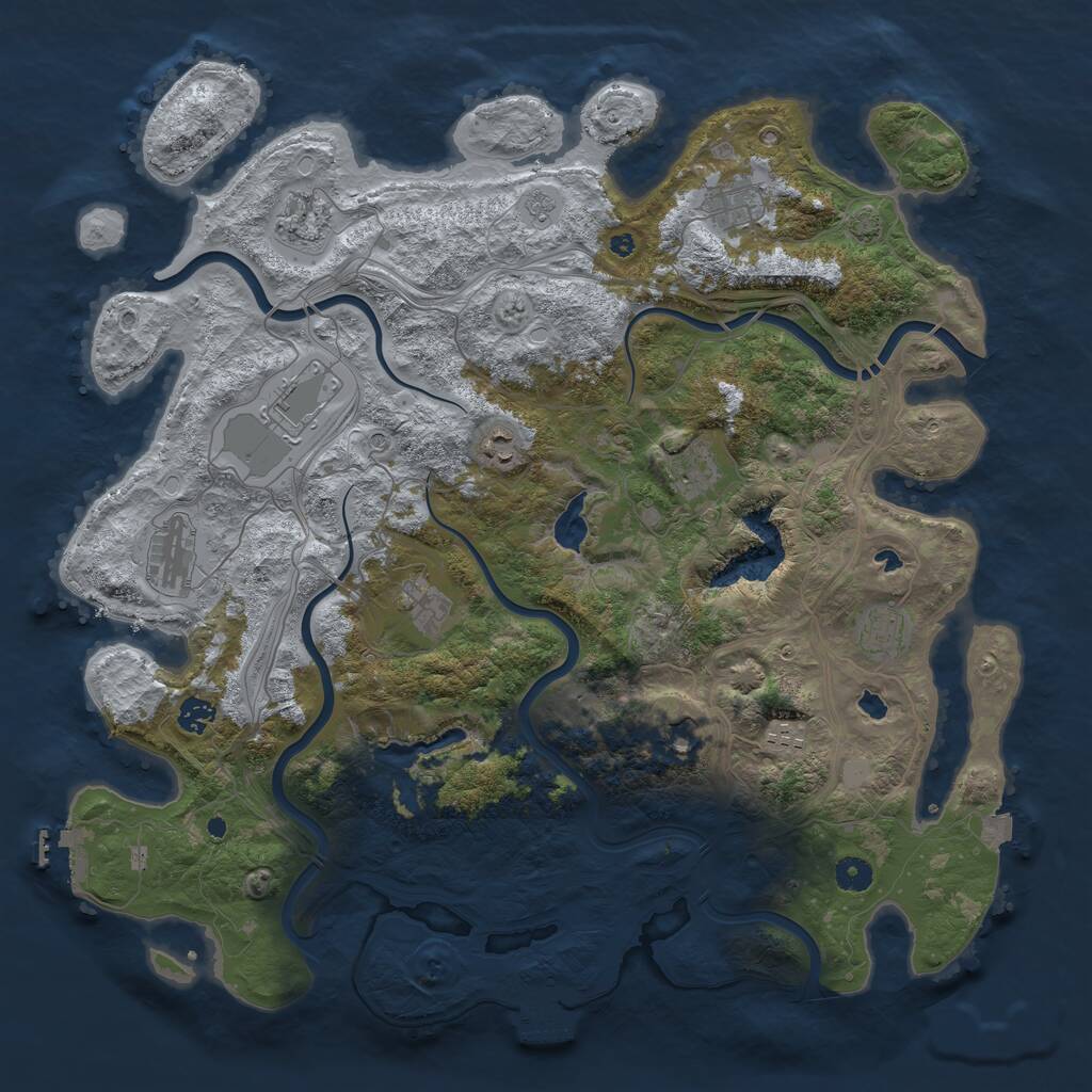 Rust Map: Procedural Map, Size: 4500, Seed: 115527301, 17 Monuments