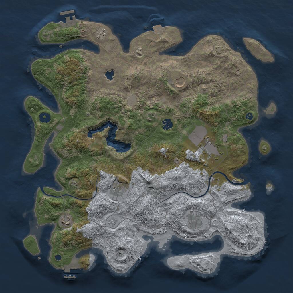 Rust Map: Procedural Map, Size: 4000, Seed: 1182246709, 13 Monuments