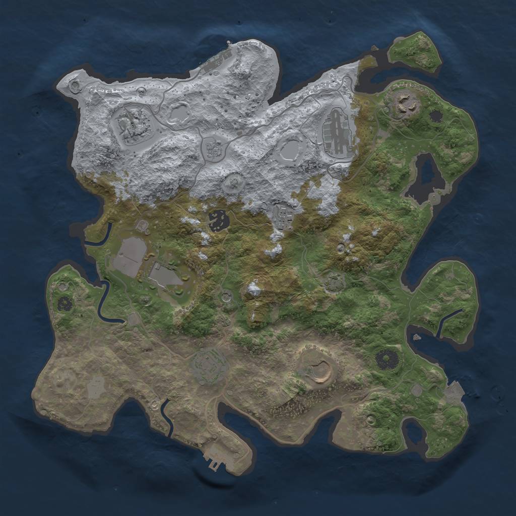 Rust Map: Procedural Map, Size: 3500, Seed: 1458816177, 16 Monuments