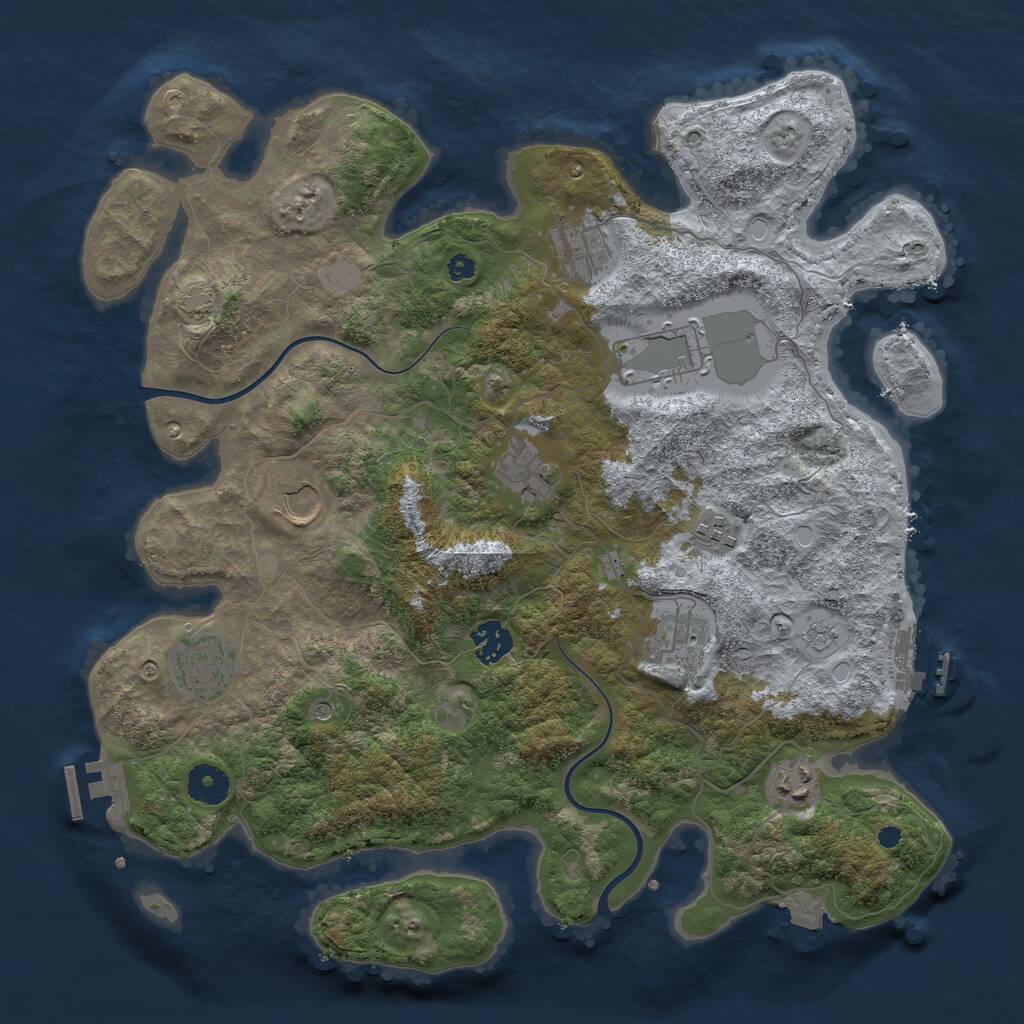 Rust Map: Procedural Map, Size: 3750, Seed: 375404339, 15 Monuments
