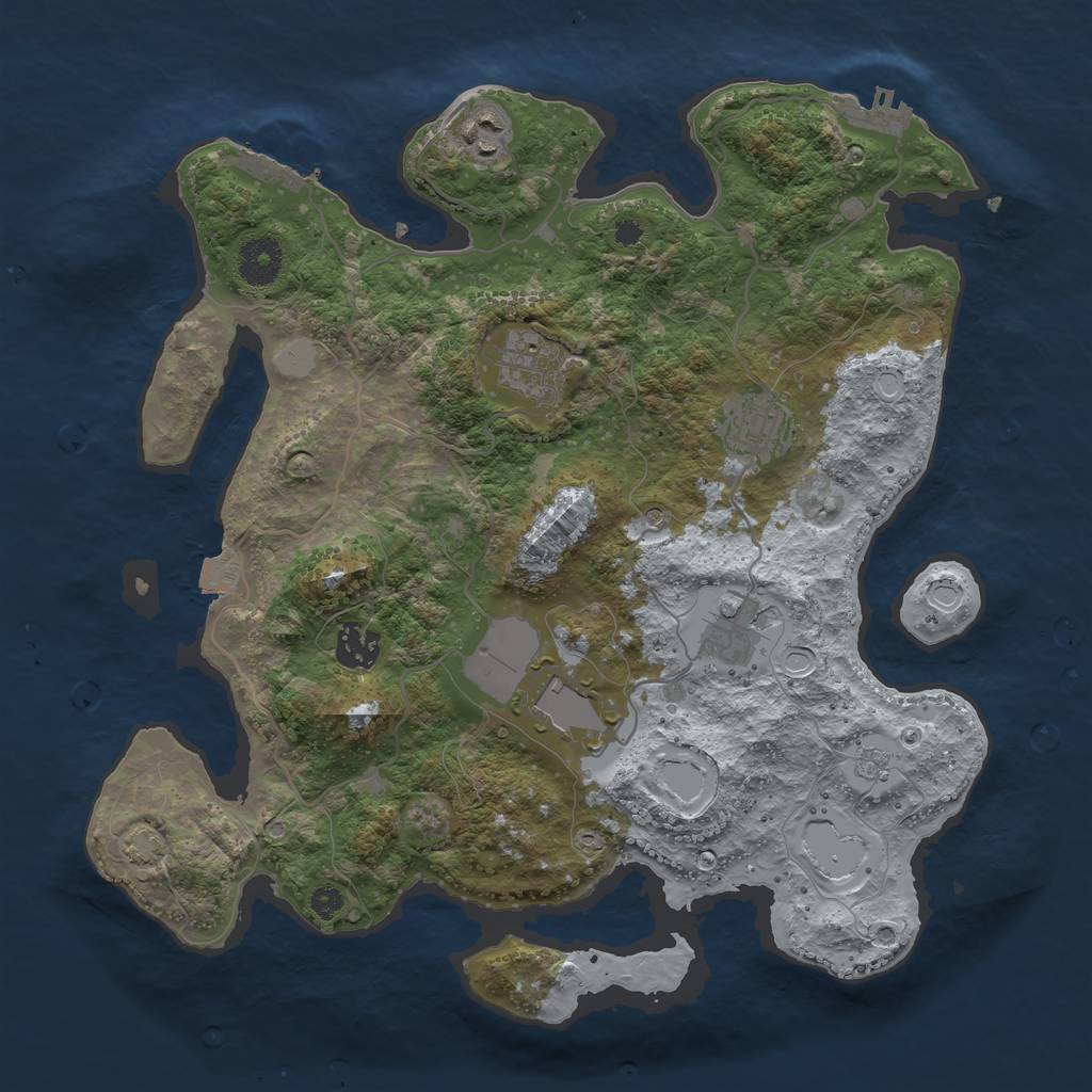 Rust Map: Procedural Map, Size: 3500, Seed: 207592126, 14 Monuments