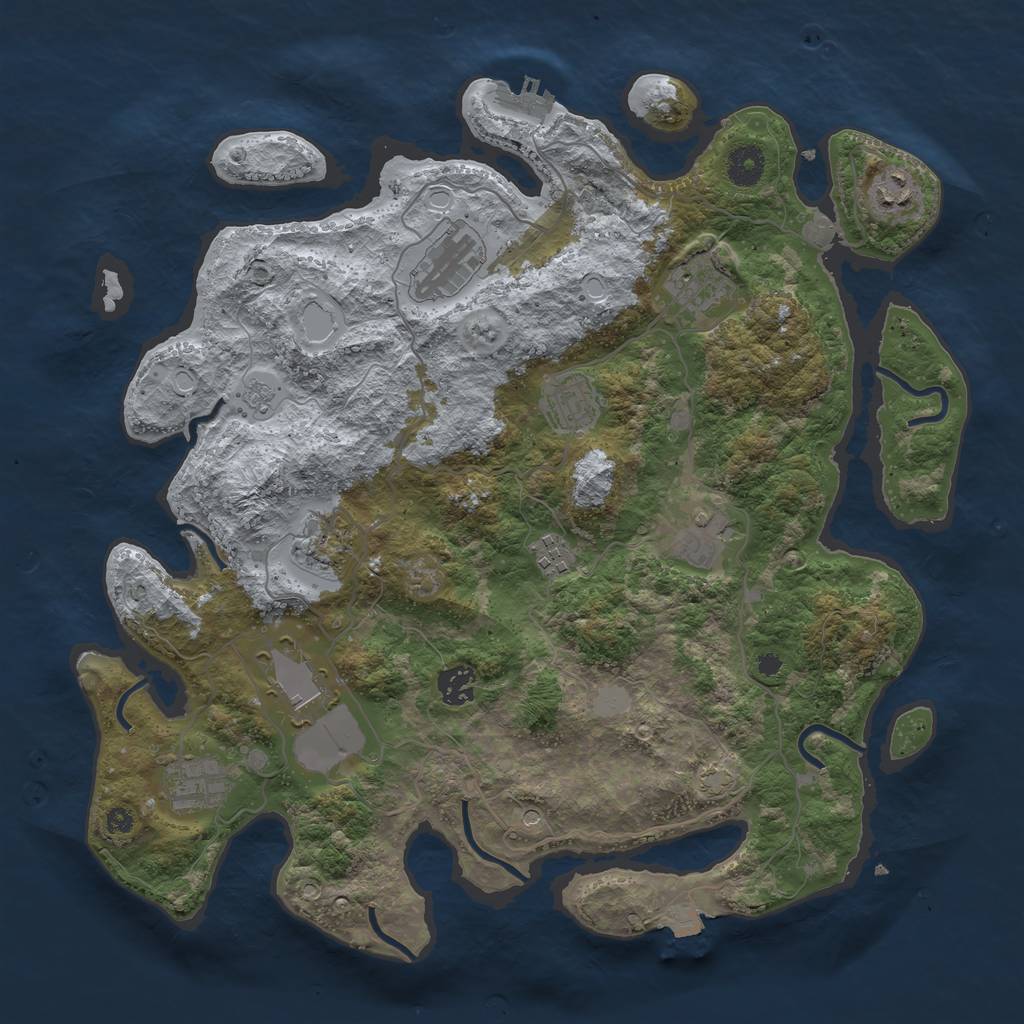 Rust Map: Procedural Map, Size: 3850, Seed: 923892216, 17 Monuments