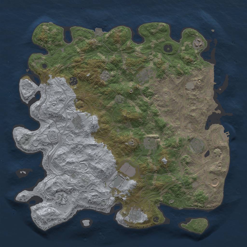 Rust Map: Procedural Map, Size: 4250, Seed: 1026287401, 19 Monuments