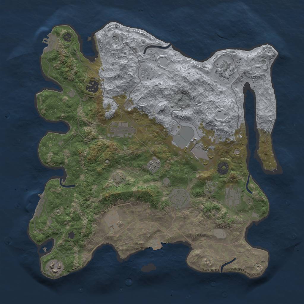 Rust Map: Procedural Map, Size: 3600, Seed: 1216491144, 17 Monuments