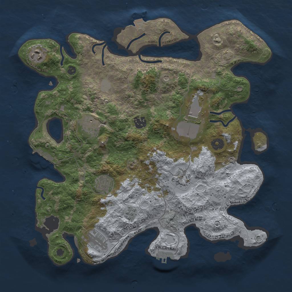 Rust Map: Procedural Map, Size: 3500, Seed: 156453862, 16 Monuments