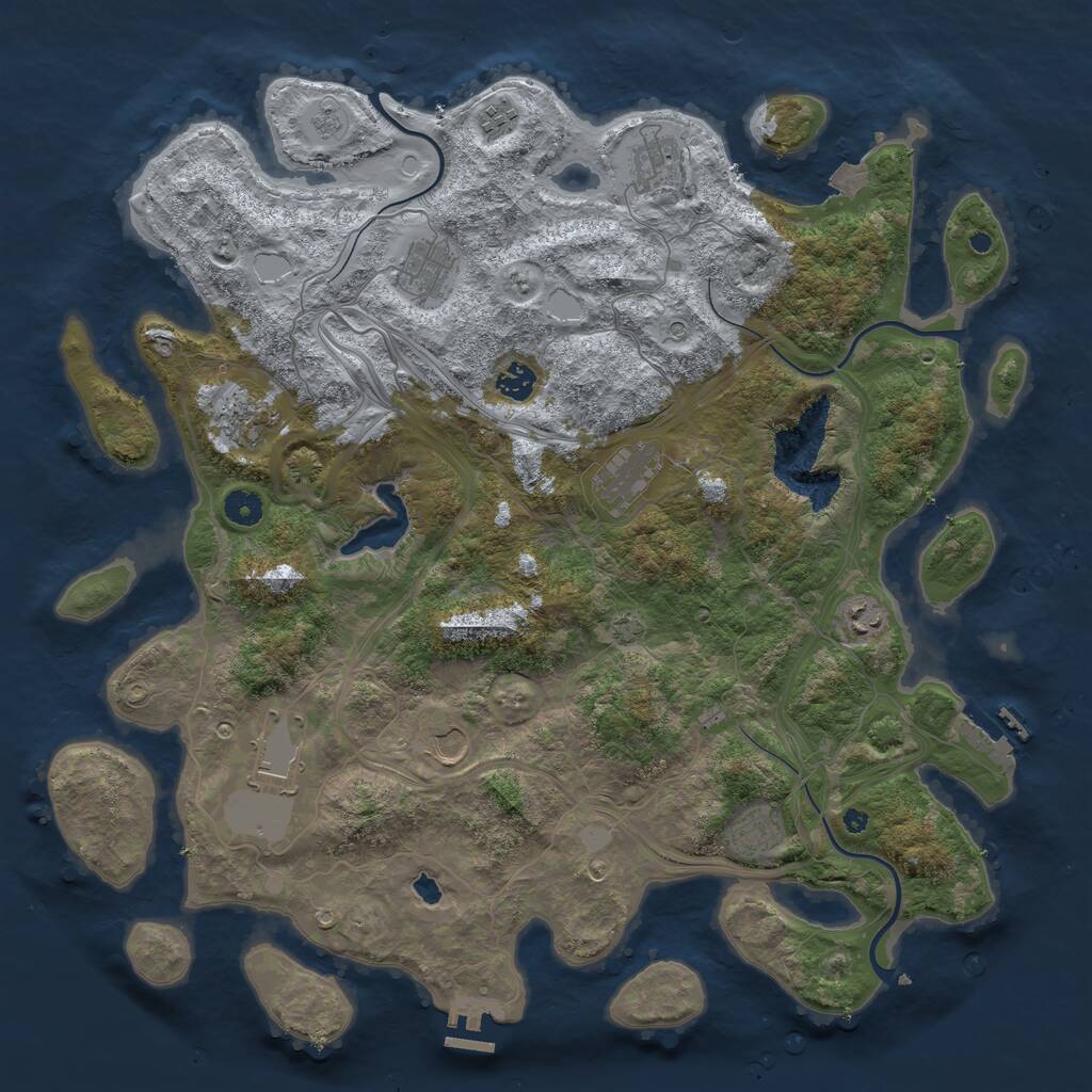 Rust Map: Procedural Map, Size: 4400, Seed: 136193565, 16 Monuments