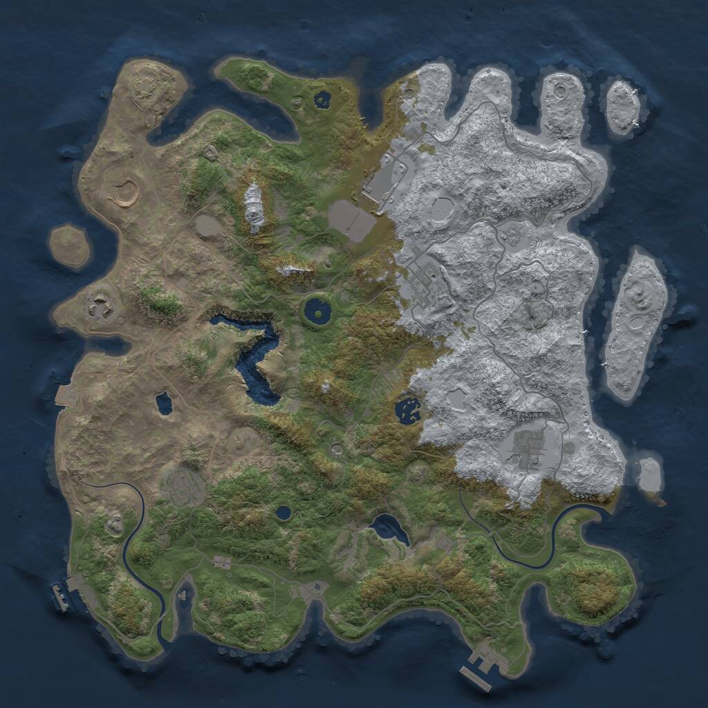 Rust Map: Procedural Map, Size: 4000, Seed: 1172579624, 13 Monuments