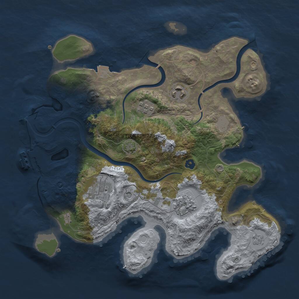 Rust Map: Procedural Map, Size: 3000, Seed: 3915264, 9 Monuments
