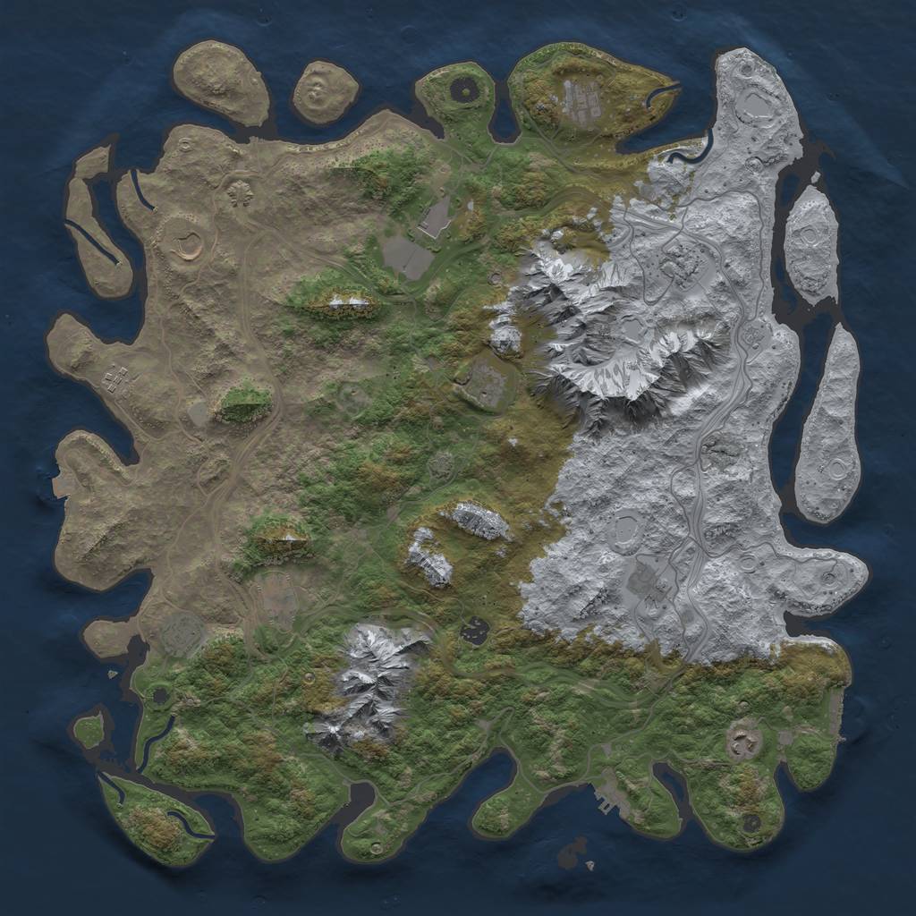 Rust Map: Procedural Map, Size: 5000, Seed: 727010749, 19 Monuments