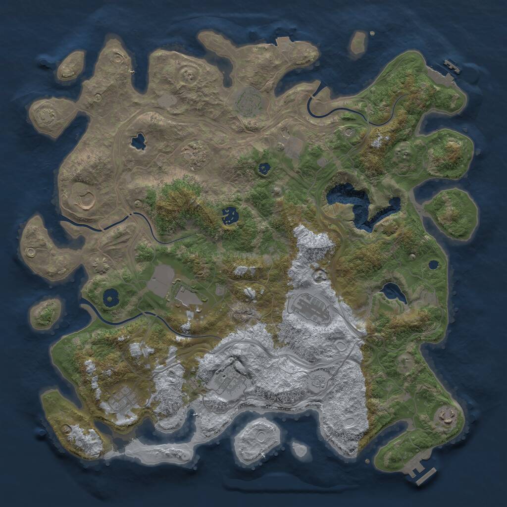 Rust Map: Procedural Map, Size: 4300, Seed: 43446685, 16 Monuments