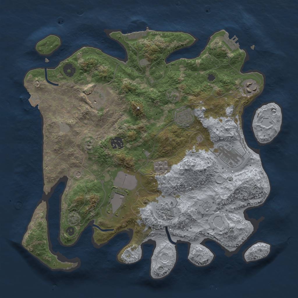 Rust Map: Procedural Map, Size: 3500, Seed: 565305102, 16 Monuments