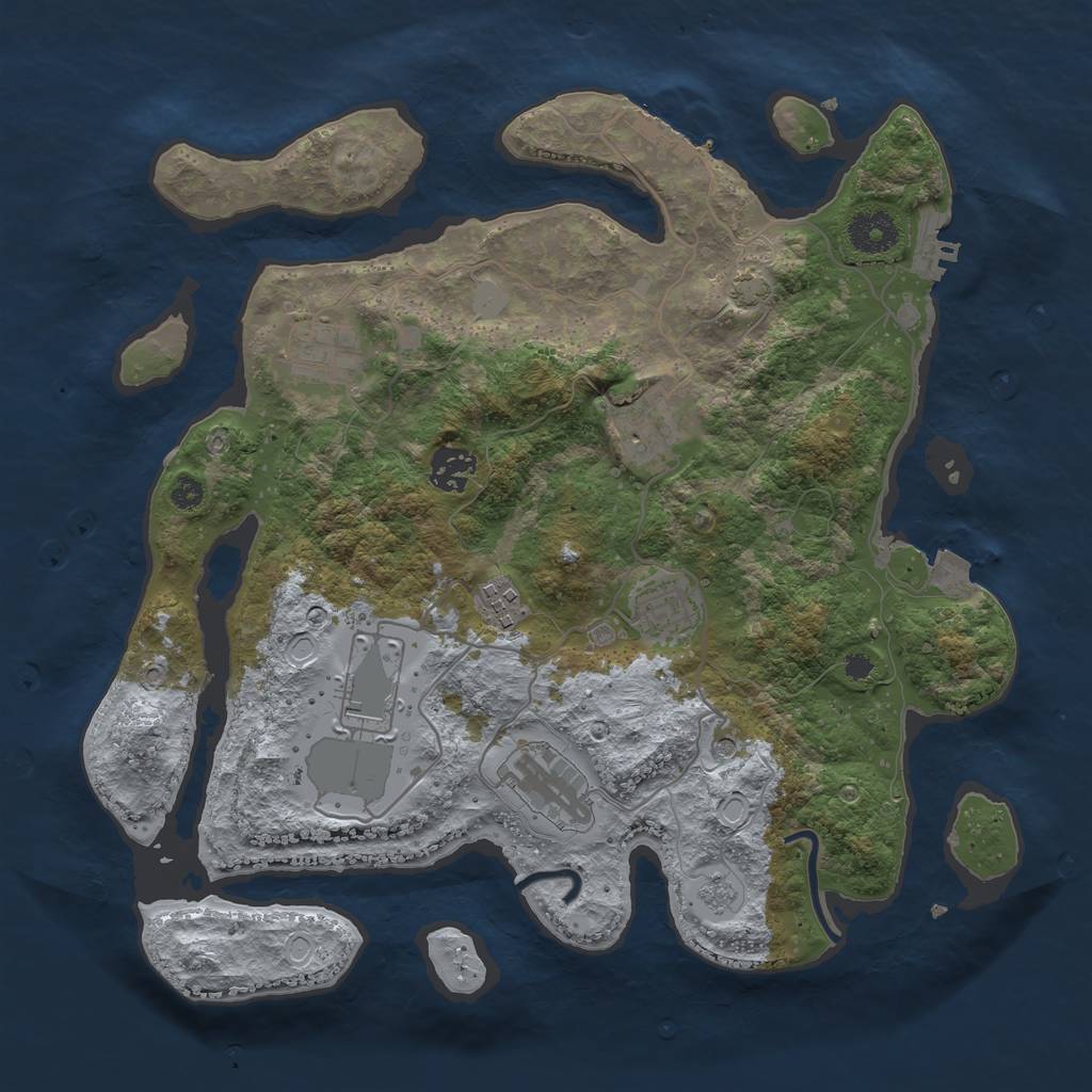 Rust Map: Procedural Map, Size: 3500, Seed: 38512987, 15 Monuments