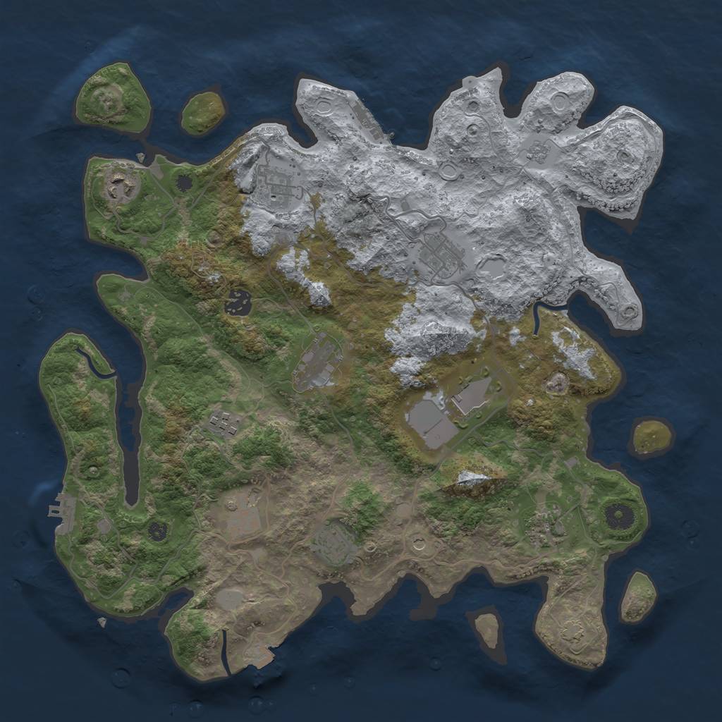 Rust Map: Procedural Map, Size: 3850, Seed: 1920354976, 18 Monuments