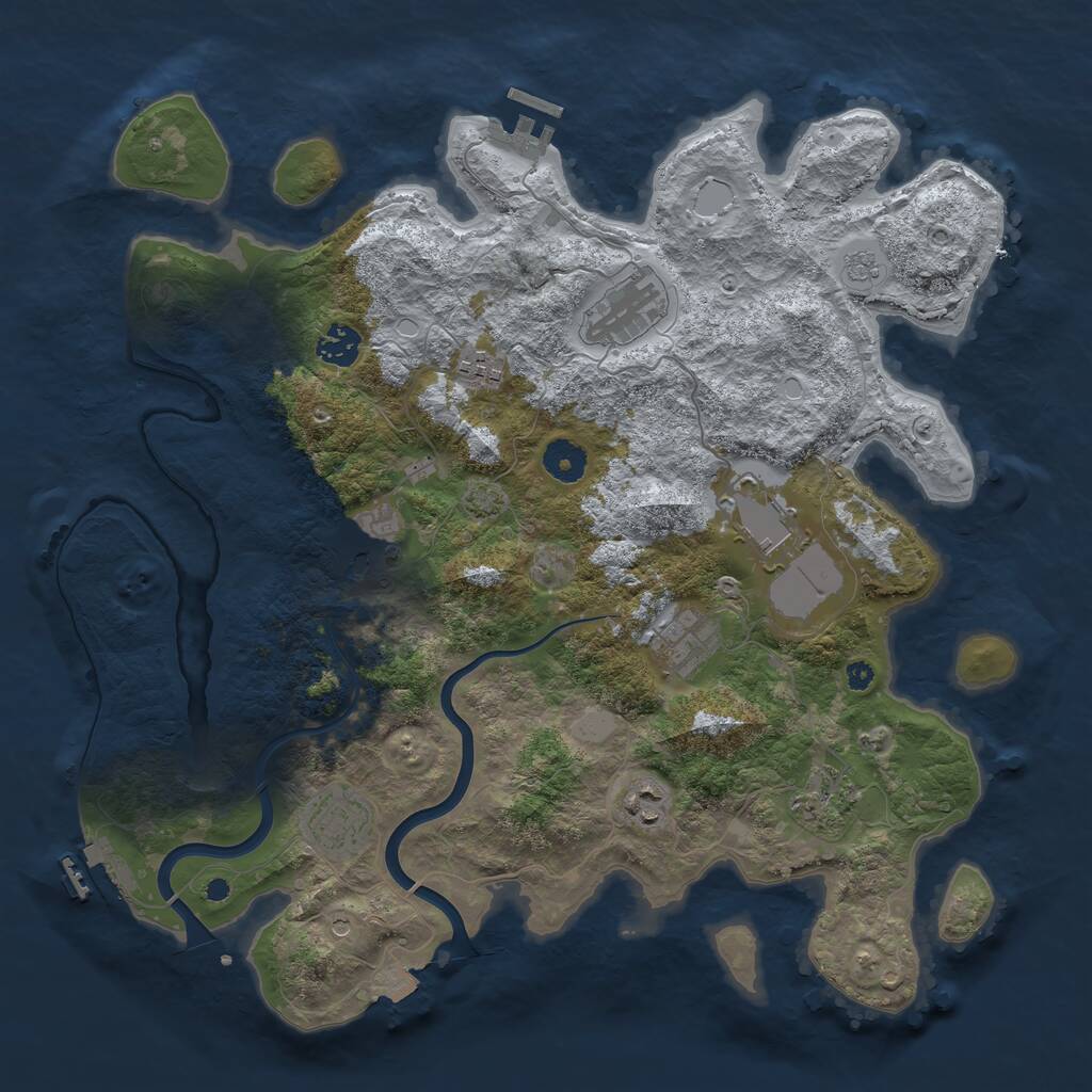 Rust Map: Procedural Map, Size: 3850, Seed: 1920354976, 15 Monuments