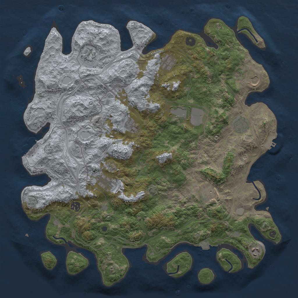 Rust Map: Procedural Map, Size: 4500, Seed: 1343756198, 19 Monuments