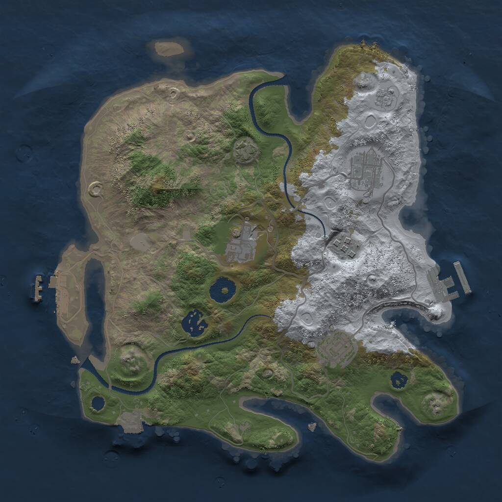 Rust Map: Procedural Map, Size: 3000, Seed: 16413, 10 Monuments