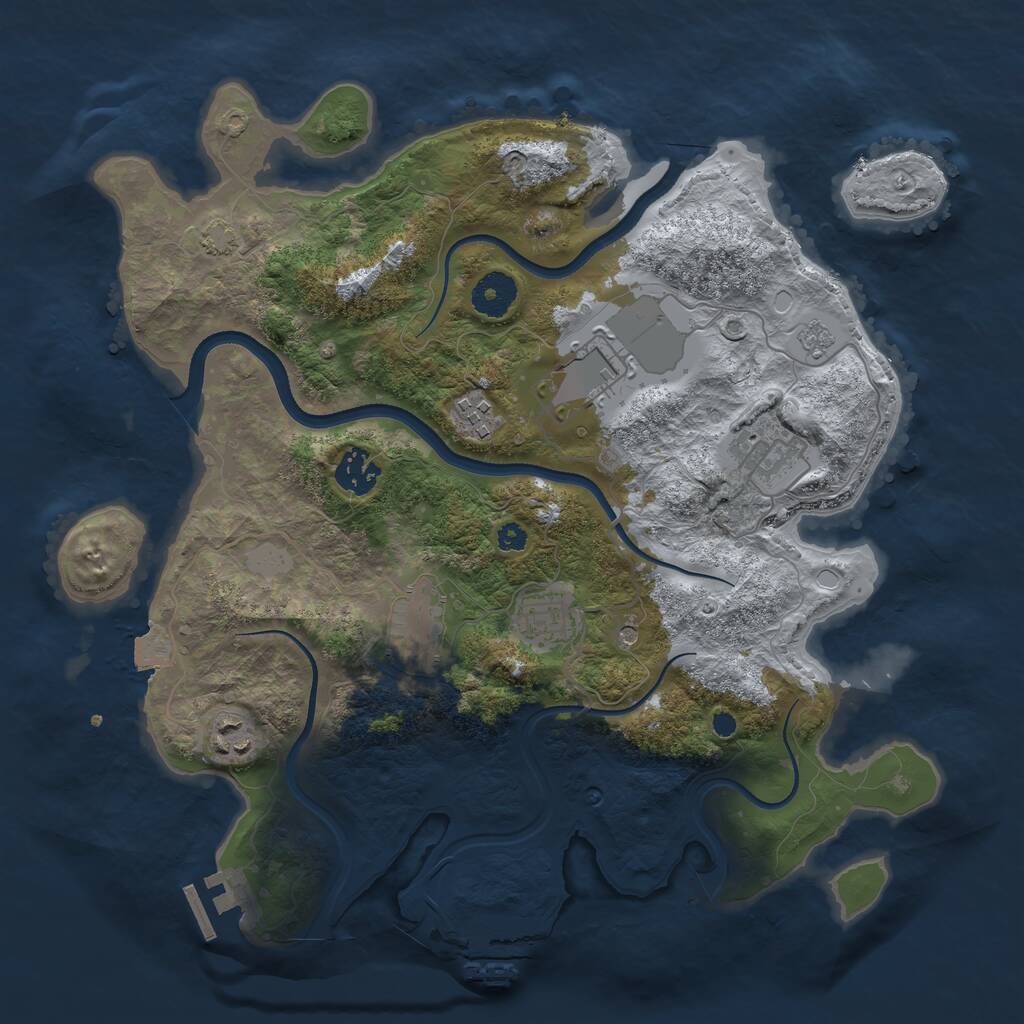 Rust Map: Procedural Map, Size: 3500, Seed: 8041985, 13 Monuments