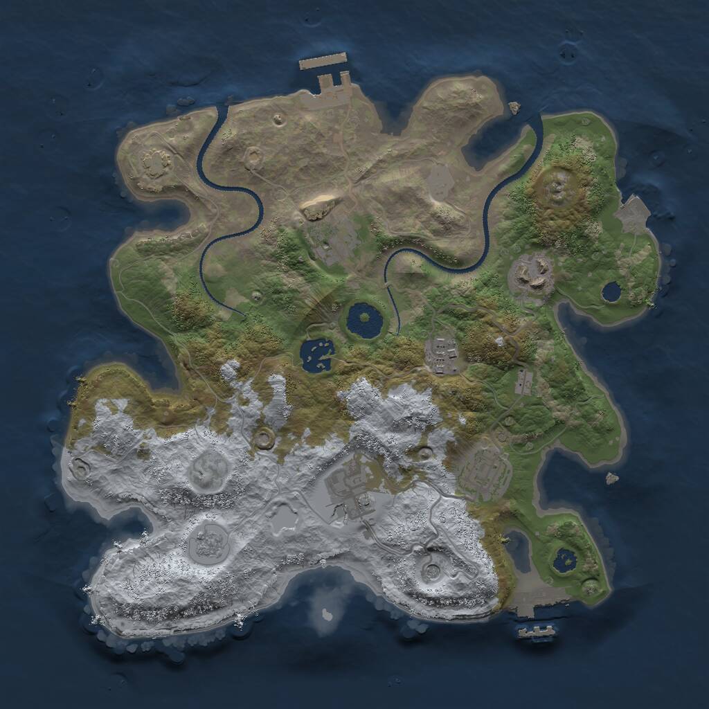 Rust Map: Procedural Map, Size: 3000, Seed: 86275687, 12 Monuments