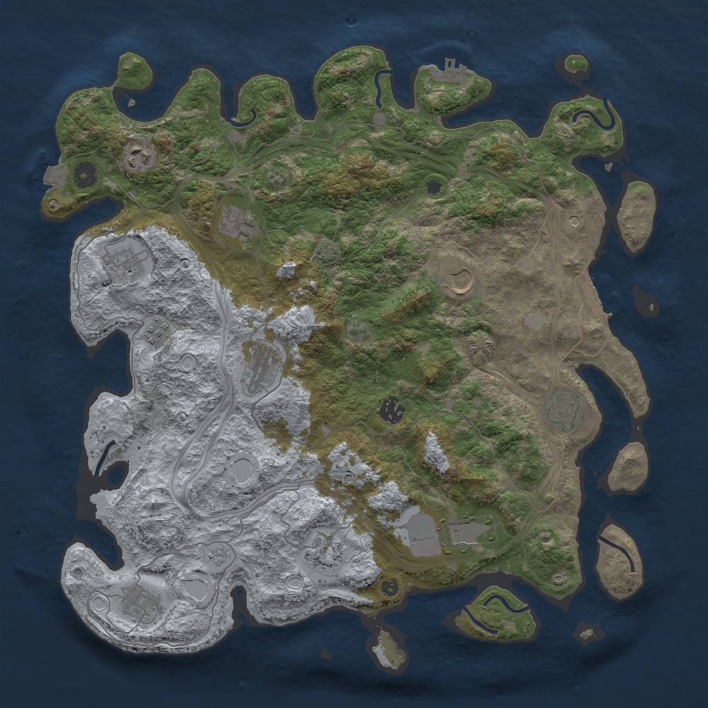 Rust Map: Procedural Map, Size: 4250, Seed: 532249849, 19 Monuments