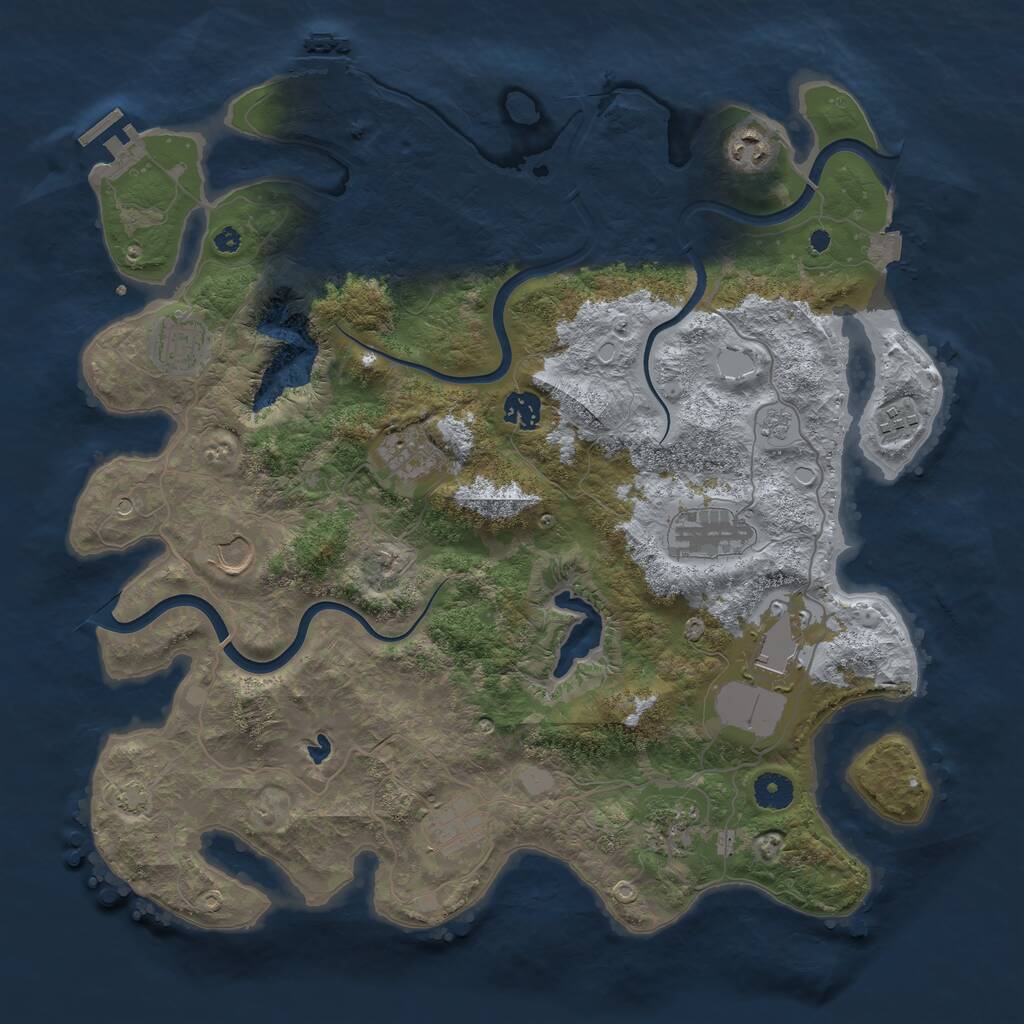 Rust Map: Procedural Map, Size: 4000, Seed: 1182601740, 16 Monuments