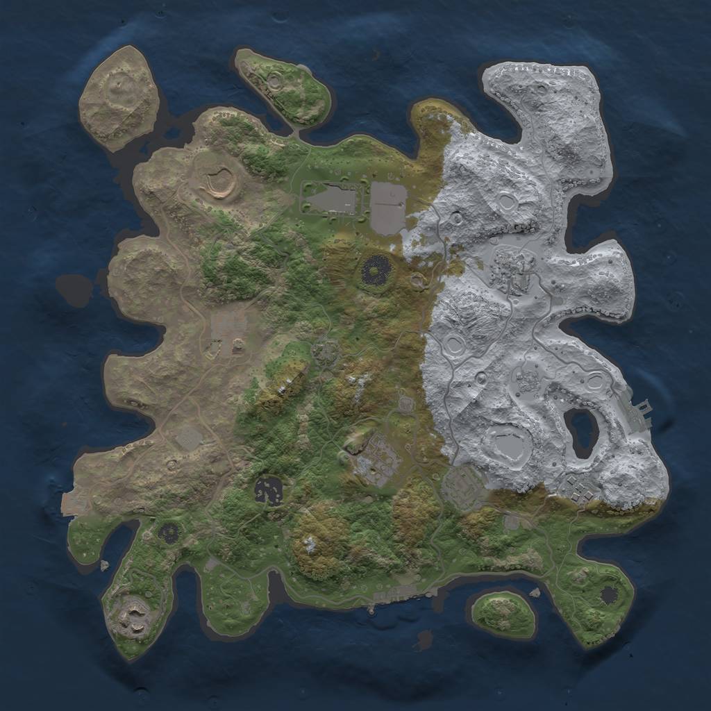 Rust Map: Procedural Map, Size: 3500, Seed: 796508757, 16 Monuments