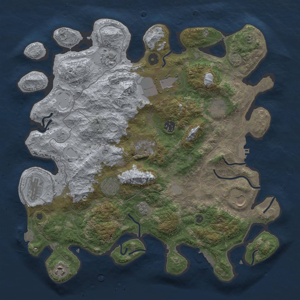 Rust Map: Procedural Map, Size: 4000, Seed: 38464, 18 Monuments