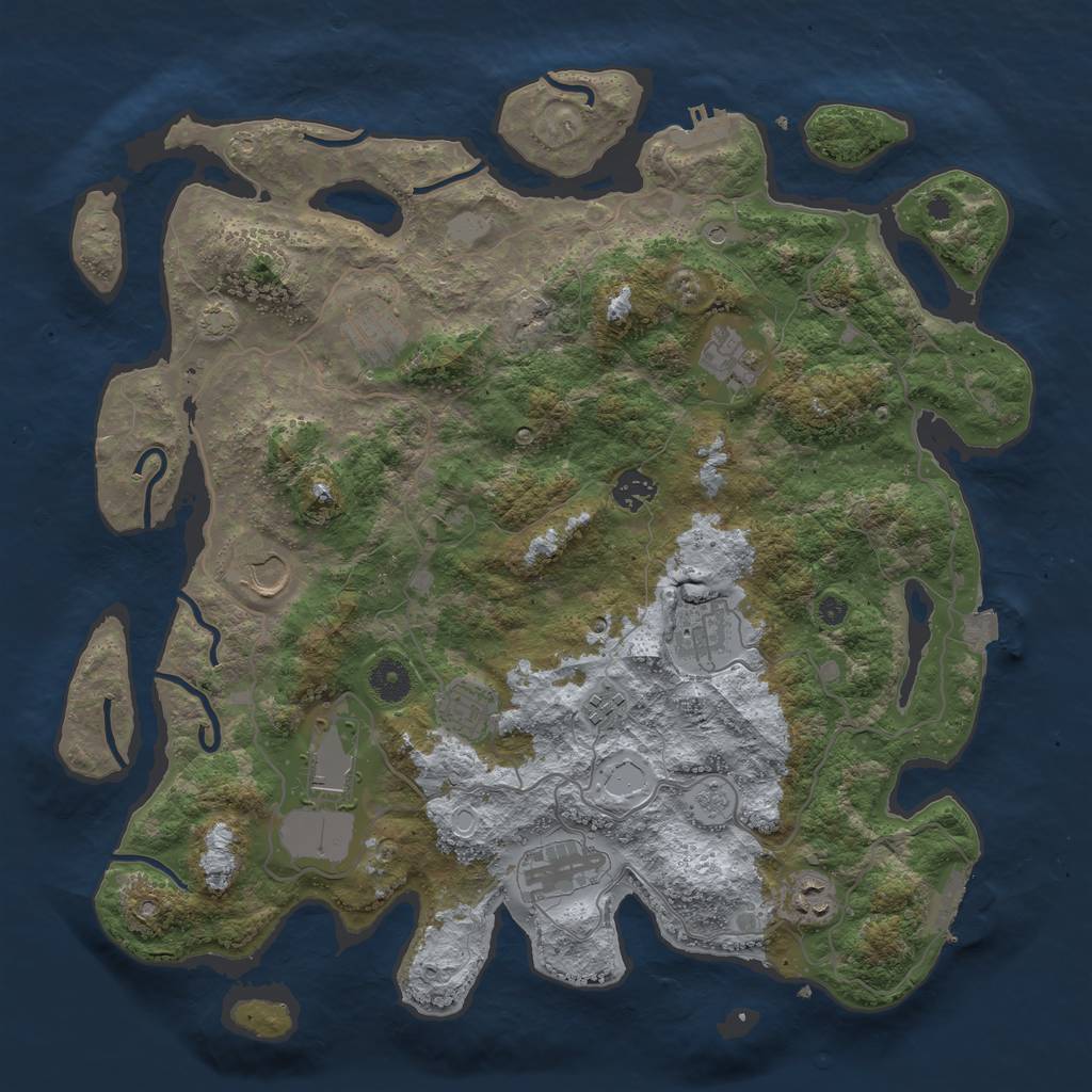 Rust Map: Procedural Map, Size: 4000, Seed: 956446325, 18 Monuments