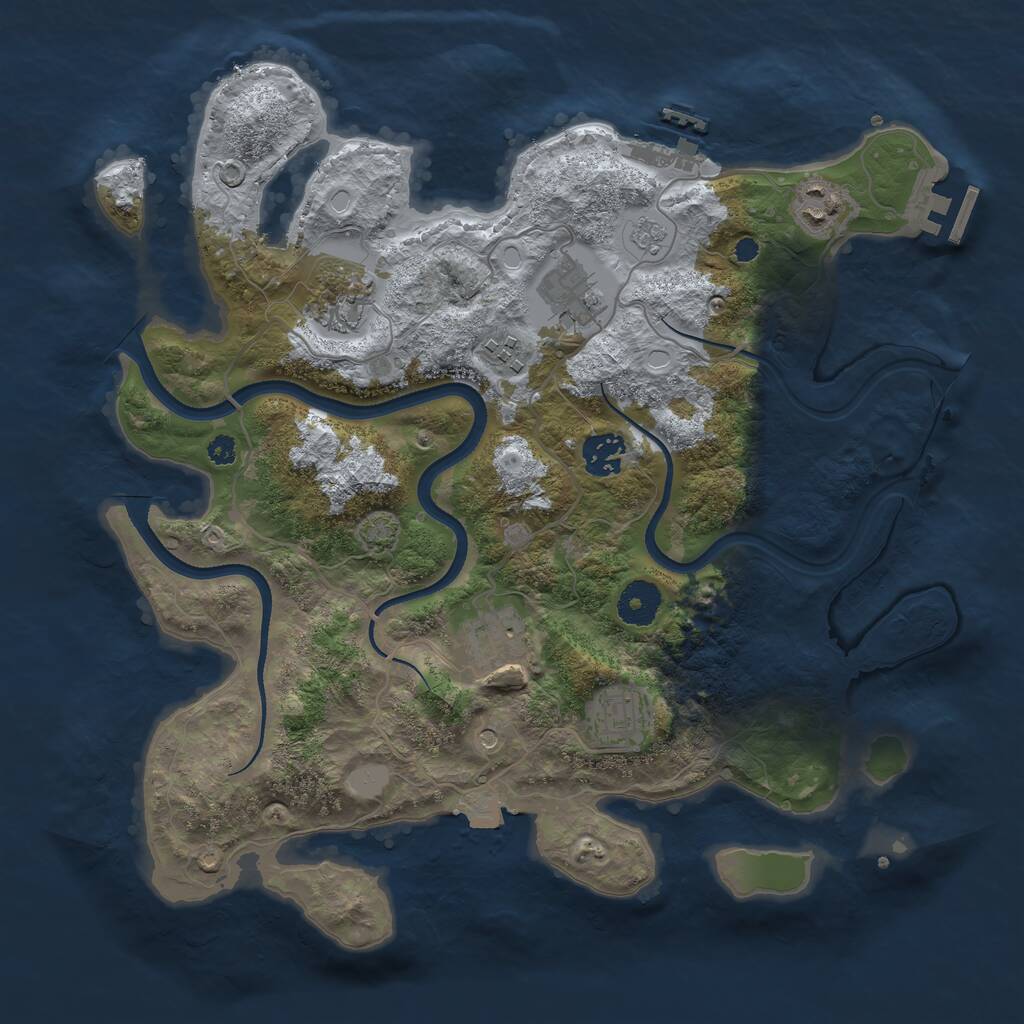 Rust Map: Procedural Map, Size: 3500, Seed: 257486411, 13 Monuments