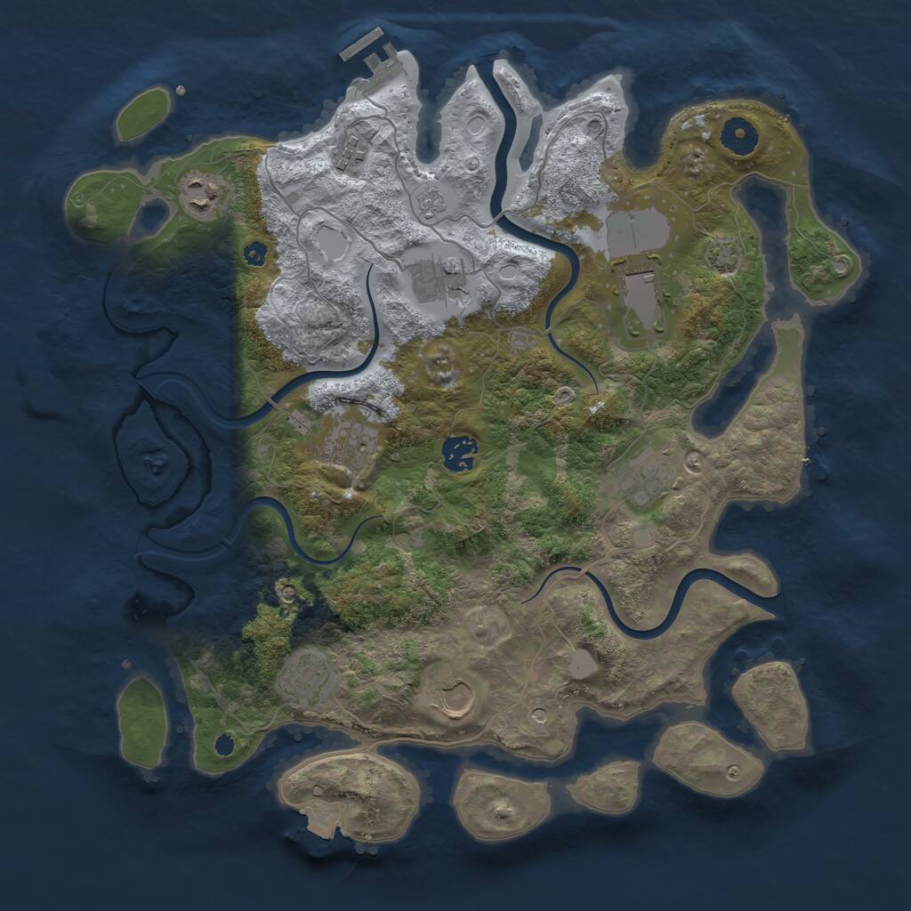 Rust Map: Procedural Map, Size: 3750, Seed: 1234257, 14 Monuments