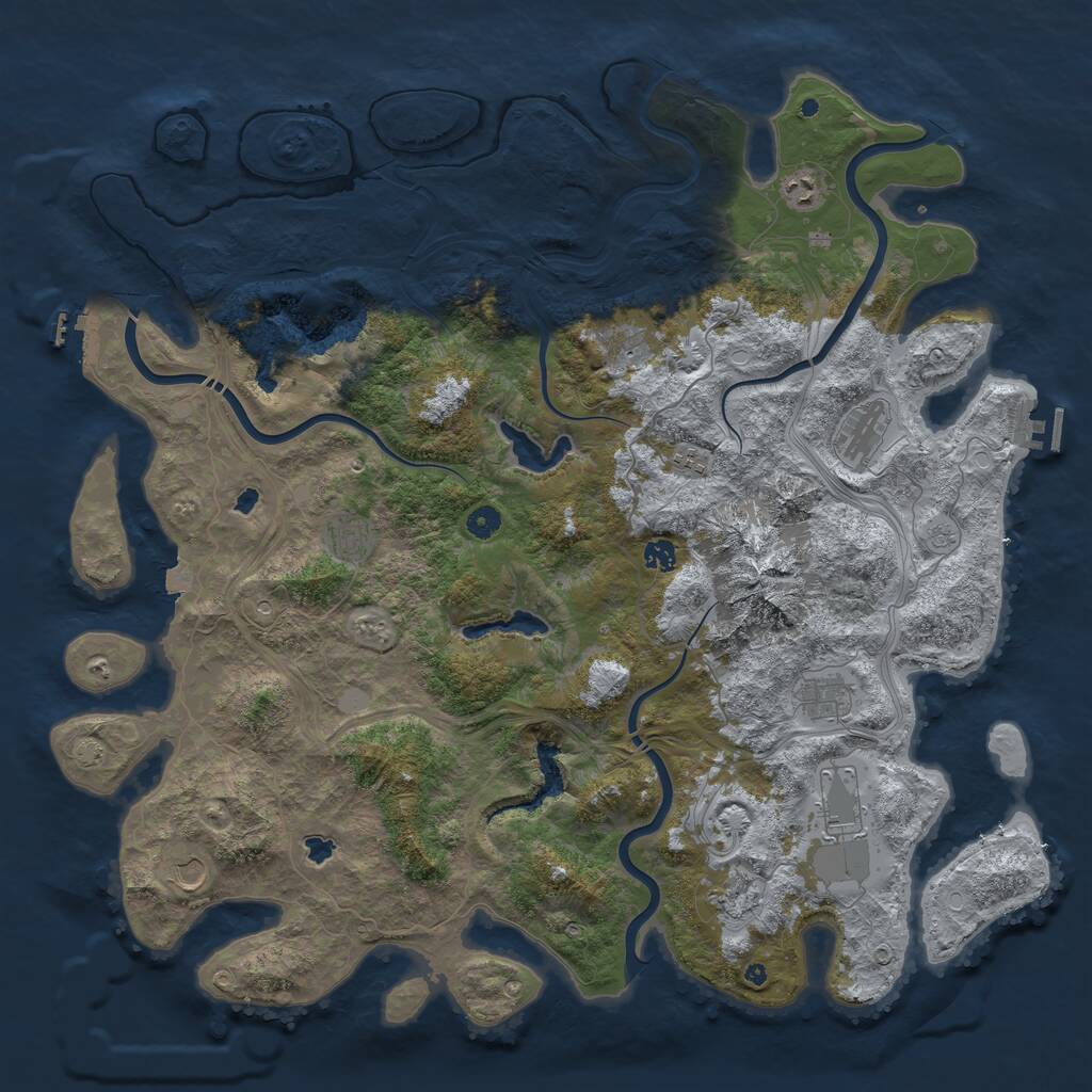 Rust Map: Procedural Map, Size: 5000, Seed: 751393410, 16 Monuments