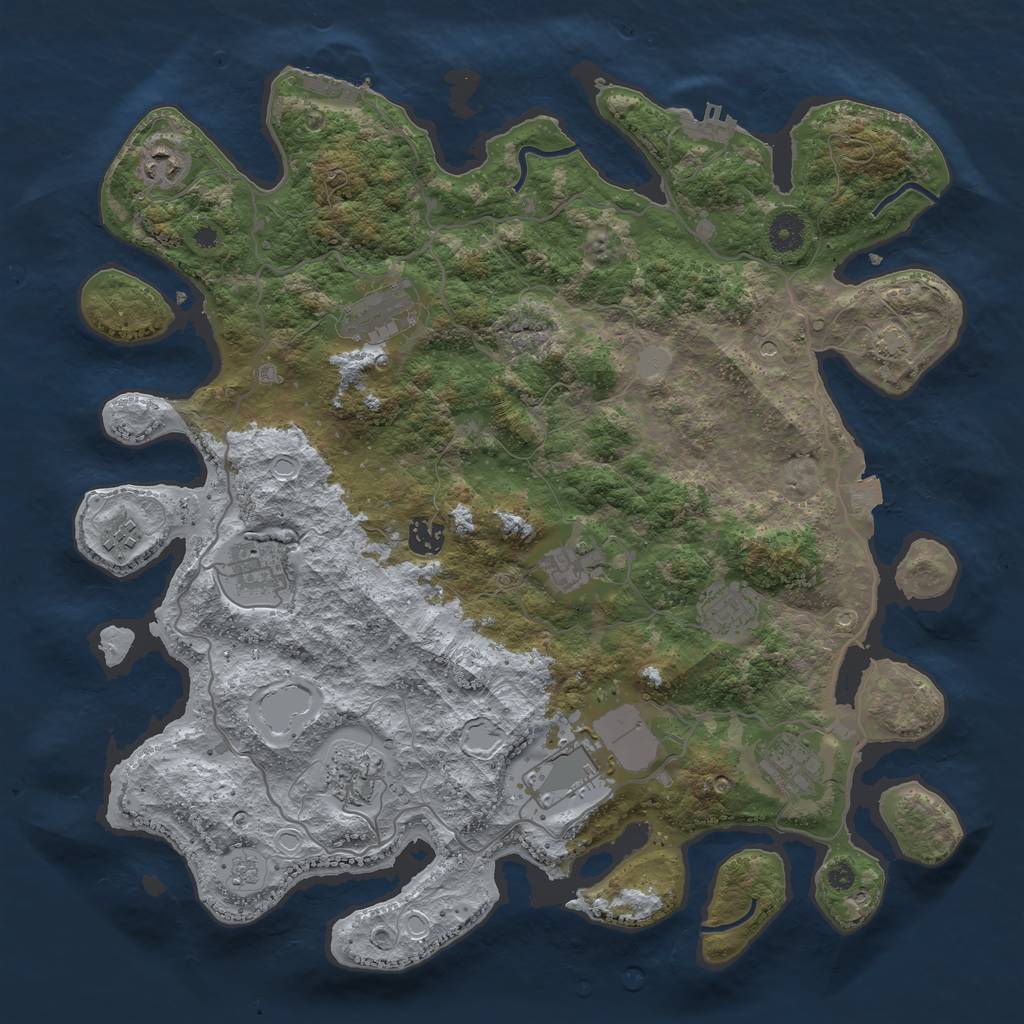 Rust Map: Procedural Map, Size: 4000, Seed: 141777091, 18 Monuments